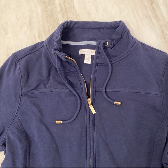 Charter Club Knit Jacket Navy Blue Zip Up - Picture 5 of 5